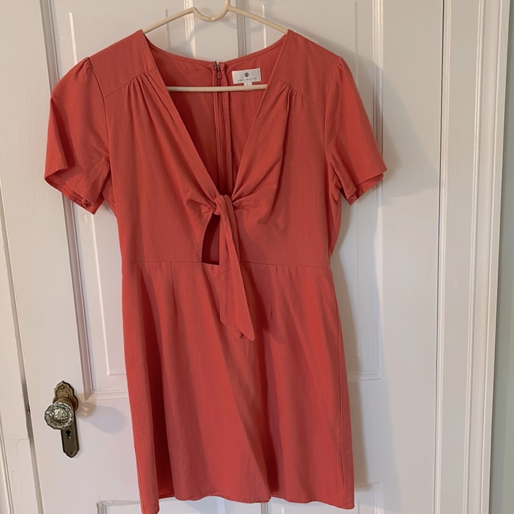 Socialite Coral Dress. Part Linen. Size Large
